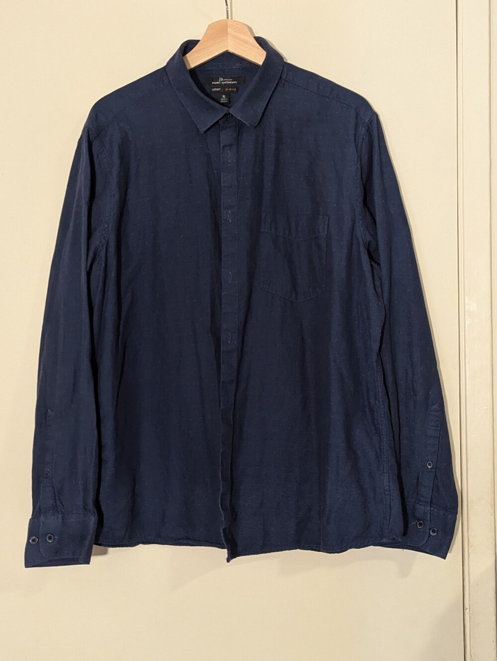 Marc Anthony Navy Long-Sleeve Button-Up Shirt, XL